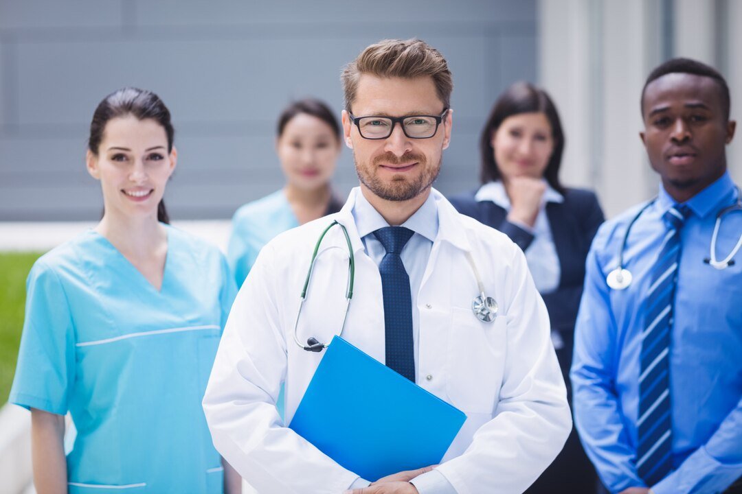 Team of doctors standing together